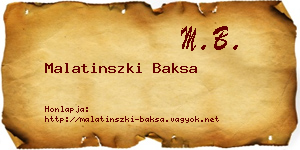 Malatinszki Baksa névjegykártya