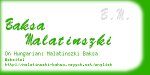 baksa malatinszki business card